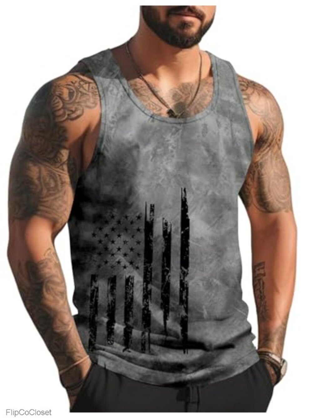 Men's Graphic Tank Top Sleeveless Muscle Shirt Gym Workout Beach Summer